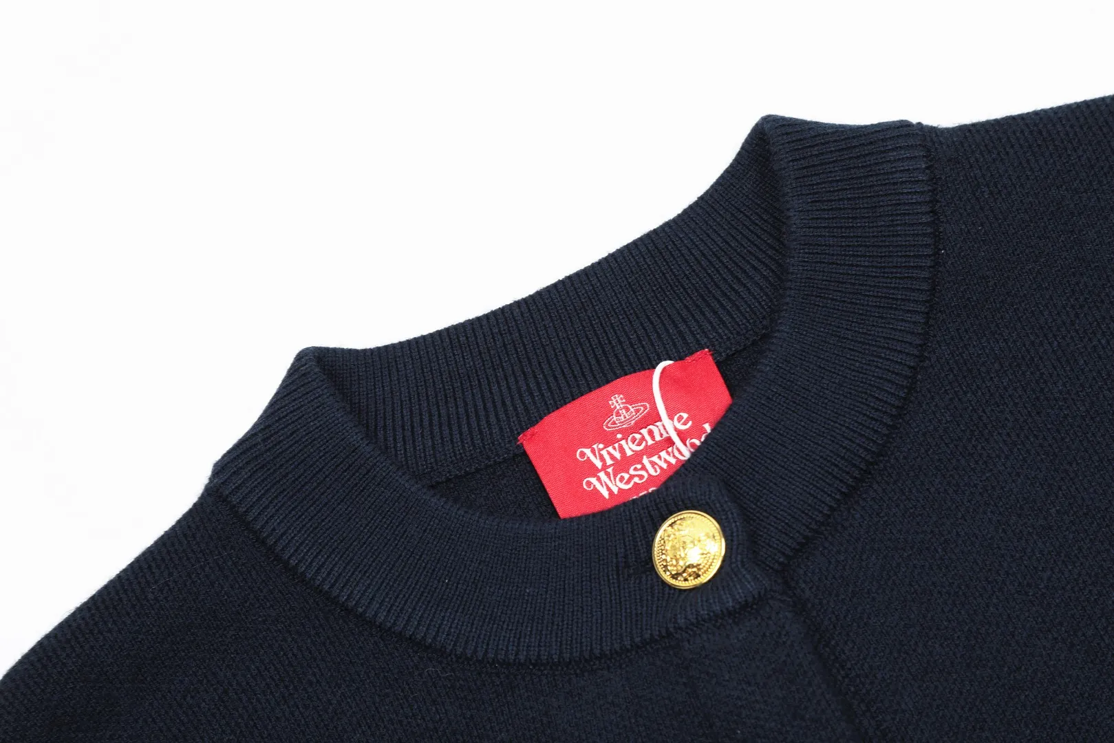 VIVI125 vivienne west wood Vivienne handsome preppy style wool metal button cardigan with huge upper body and beautiful size: S -M- L Color: navy blue gray